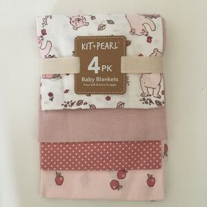 NEW 4 Baby Receiving Blankets Soft Cotton Baby Gift Girls Pink | Kit and Pearl